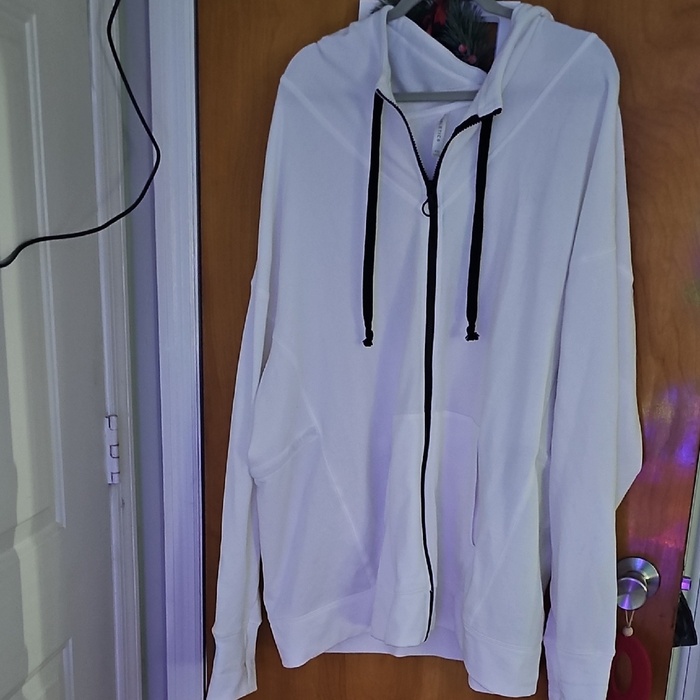Fabletics White Hoodie with Black Accents